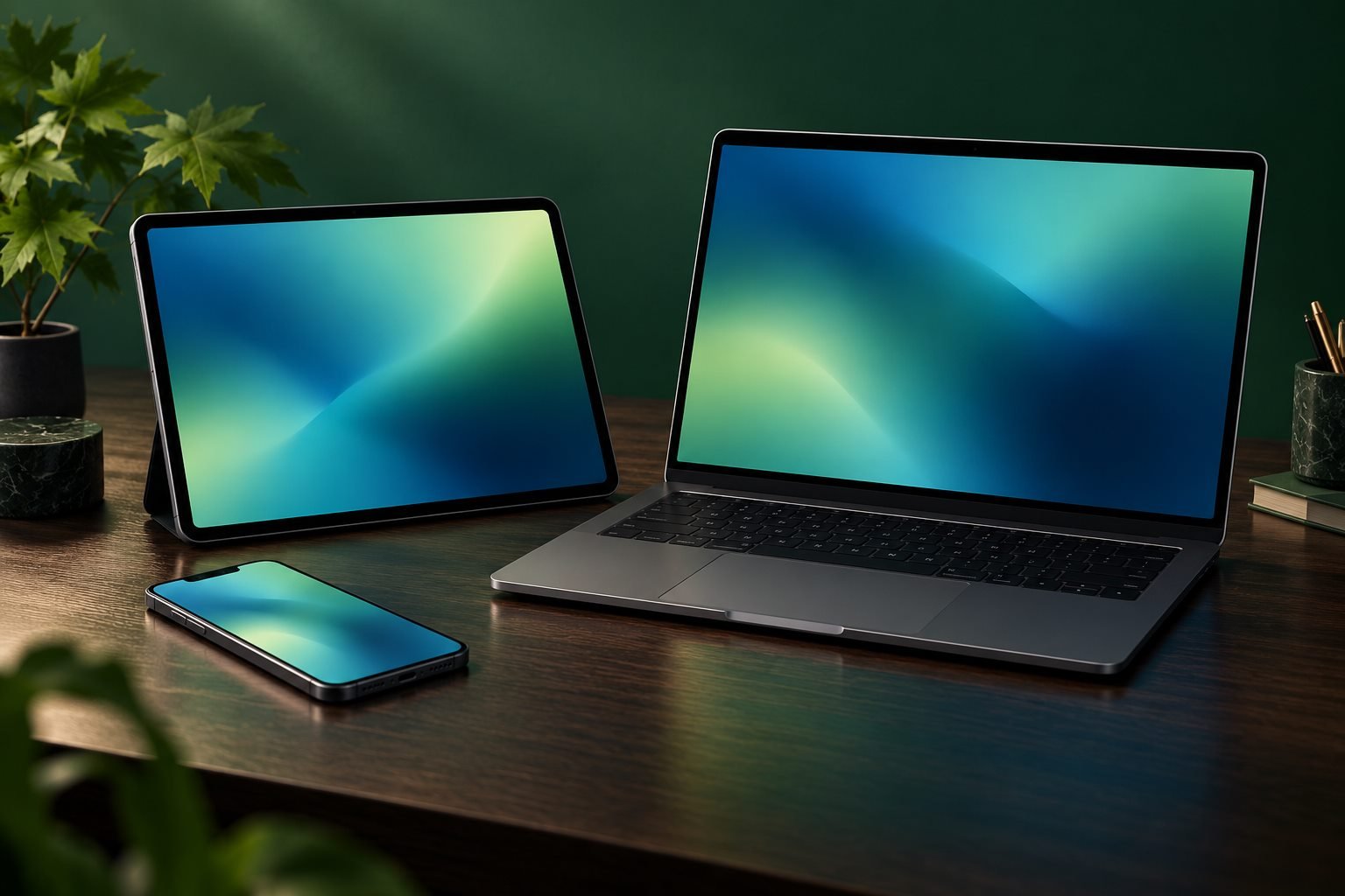 Unbranded laptop, tablet and smartphone